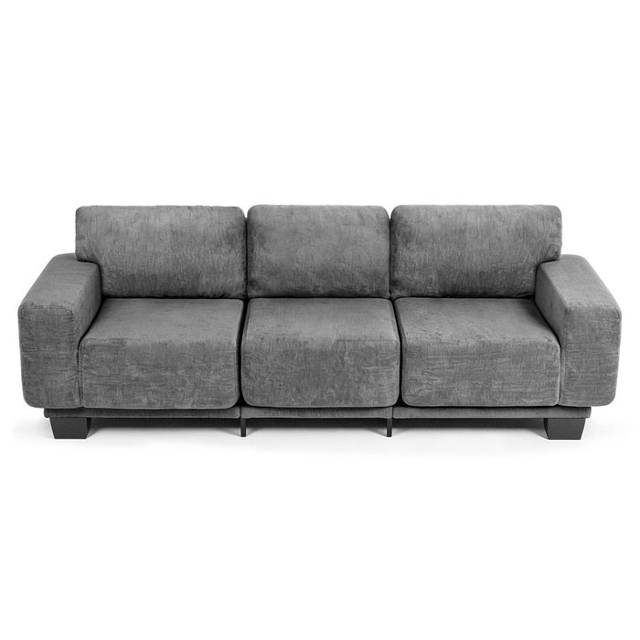 Ufurniture 225cm Cheniile 3 Seater Sofa W/ Wide Armrest & Cushion Soft Upholstered Lounge Couch Grey