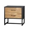 Oikiture Bedside Table 2 Drawers Storage Metal Industrial