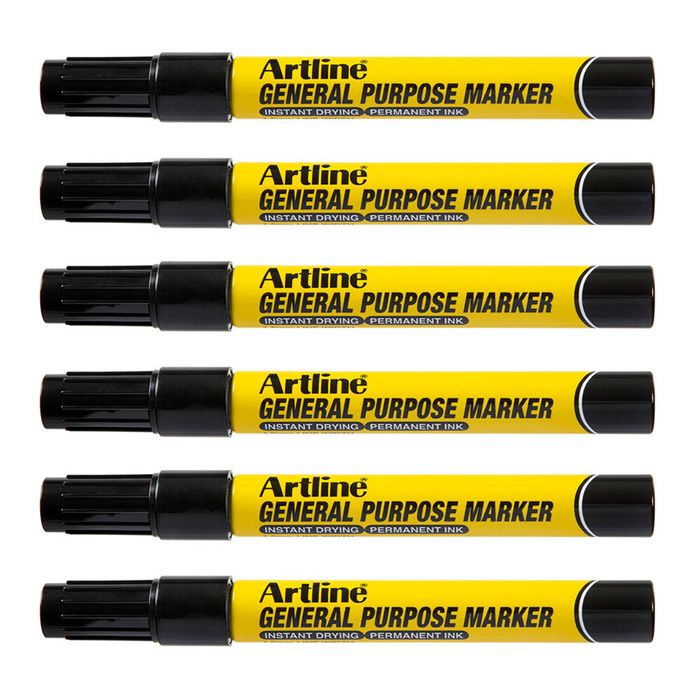 12pk Artline General Purpose Permanent Marker 1.5mm Bullet Nib Instant Dry Black