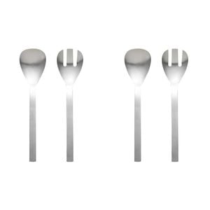2x 2pc Ecology Forge Stainless Steel Kitchen Salad Servers Brushed Silver