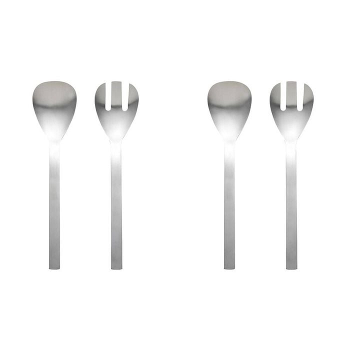 2x 2pc Ecology Forge Stainless Steel Kitchen Salad Servers Brushed Silver