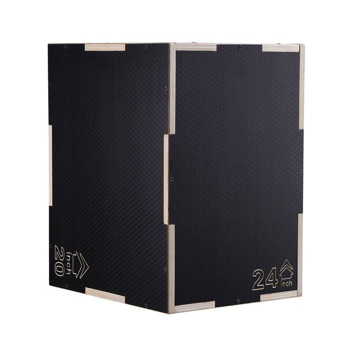 VEVOR 3 in 1 Plyometric Jump Box Black Wooden Plyo Anti-Slip for Home Gym Training