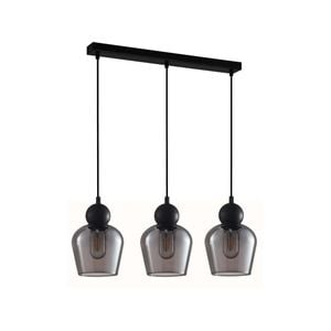 CLA Lighting CHAMPAN2 Interior Black Smoke Glass Ellipse Pendant Light- 3 lits Straight