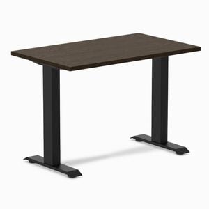 Desky Fixed Height Mini Dark Bamboo Desk 1000x600mm Matte Black Frame