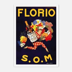 Galrie Vintage Florio Marsala Wine Advertising Poster Art Print for Home Decor, White Frame, A4 21 x 30cm (8 x 12inch)