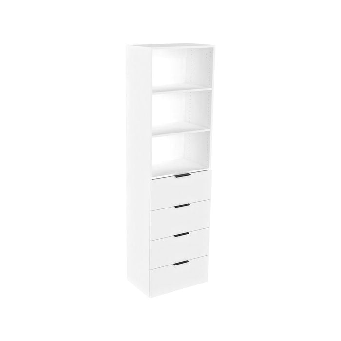 Lugna 2048 x 600 x 380mm White 2 Shelf And 4 Drawer Robe Insert