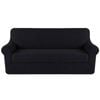 Smarcute 3 Seater 2-Piece Spandex Stretch Anti-Slip Sofa Cover Black