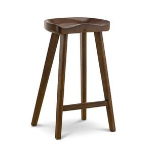 Moku Set Of 2 Brown Solid Ashwood Oak Tractor Seat Barstool