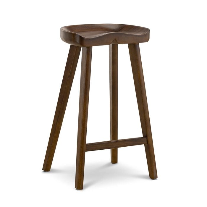 Moku Set Of 2 Brown Solid Ashwood Oak Tractor Seat Barstool