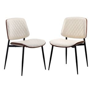 Oikiture 2x Dining Chairs Retro Faux Leather White