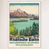 Galrie Rhaetian Railway Graubünden Switzerland Vintage Travel Poster Art Print Décor, Wood Frame, A1 60 x 84cm (23 x 33inch)