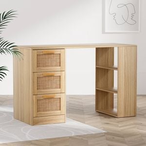 Homfurn 120cm Corner Desk With Storage – 3 Drawers & Shelves For Home Office Or Study