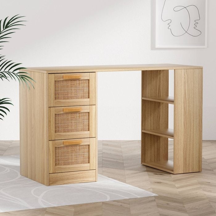 Homfurn 120cm Corner Desk With Storage – 3 Drawers & Shelves For Home Office Or Study