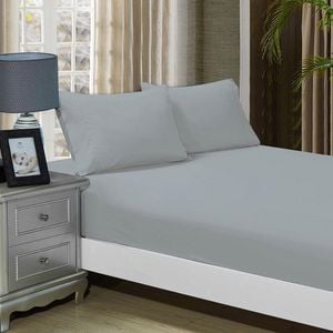 Fabric Fantastic 1000tc Ultra Soft Single Size Bed Silver Fitted Sheet & Pillowcase Set