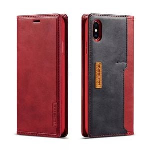Leather Wallet Magnetic Cover Flip Case - For Apple iPhone XS Max (Red)