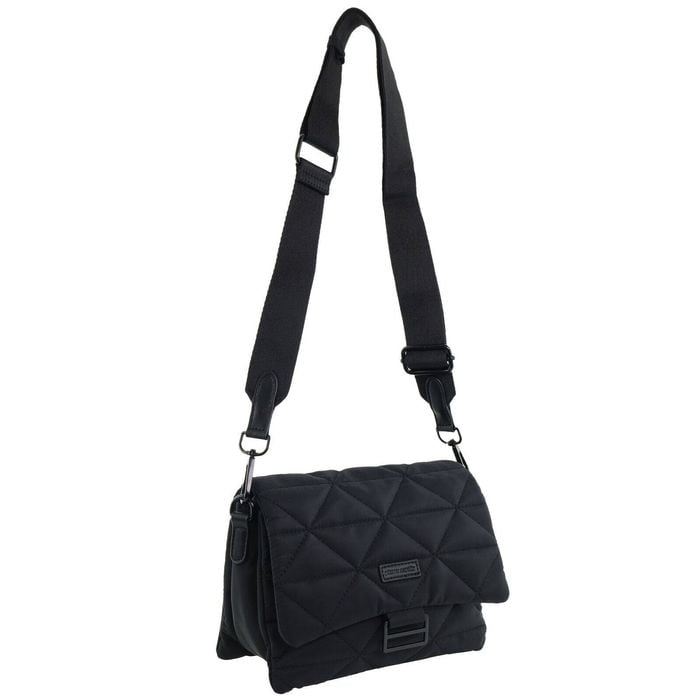 Pierre Cardin Ladies Nylon Quilted Textured Crossbody Bag in Black - Black | Crossbody | Women