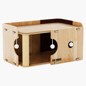 Tedi's 2-Tier Wooden Cat House