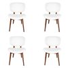 SK Designer Living | Pack of 4 | Nobu Upholstered Dining Chair | Walnut Legs - White PU Leather