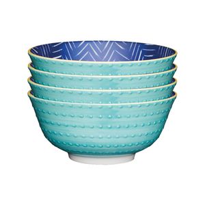 4PK Mikasa Does it All Glazed Bowl 15.7cm - Leafy Indigo