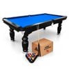 TOPONE 7FT Slate Pool Table - Classic Billiard Table with Solid Wood Frame, Luxury Black Frame & Full Accessories - Blue