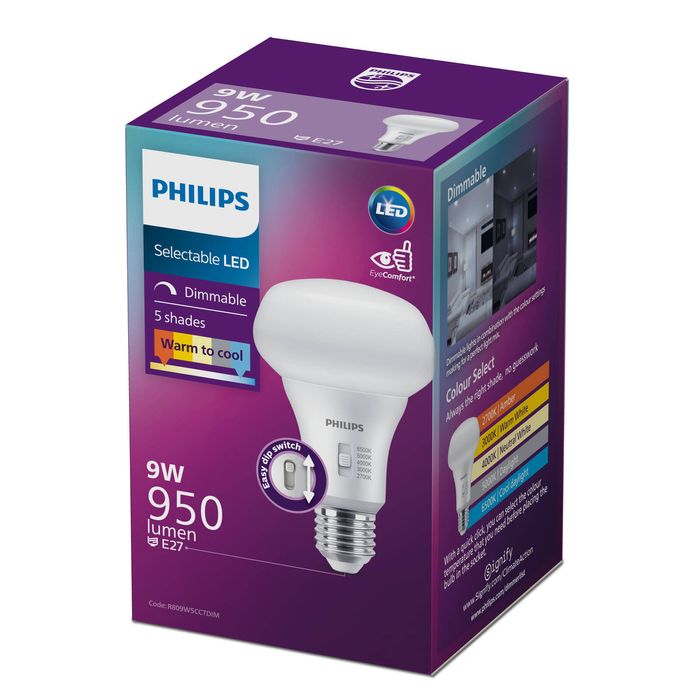 Philips R80 ES LED 950Lm Cool Daylight 9W 5CCT Dimmable Globe