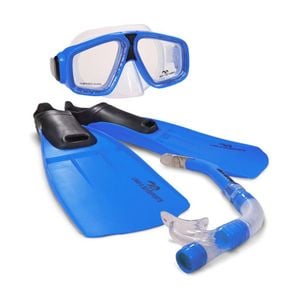 Land & Sea Sports Adventurer MSF Snorkelling Set W/ Fins Goggles Blue XS AU 5-6