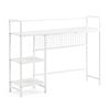 Ufurniture 4-Tier Desk Bookshelf with Storage, Freestanding Tabletop Shelf with Wire Grid & 5 Hooks for Office, White