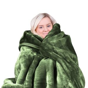 Laura Hill 600-GSM Mink Blanket Gift Boxed Queen Size Double-Sided Soft Plush Bed Faux Throw Rug Green