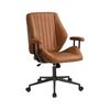 Oikiture Office Chair Mid Back Swivel Gaming Desk Chair With Padded Arms Brown