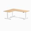 Desky L-shape Sit To Stand Sublime Teak Melamine Desk 1800x1500mm - Left Return Height Adjustable White Leg
