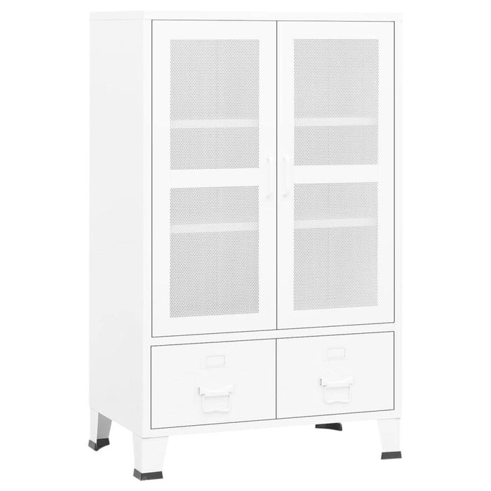 vidaXL Industrial Storage Chest White Metal Container Side Cabinet Sideboard