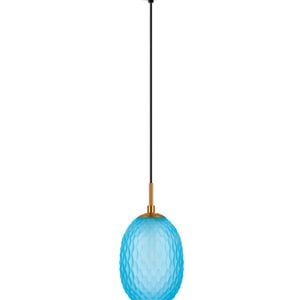 CLA Lighting Kathal Interior Ellipse Glass Segmented with Brass Highlight Enclosed Pendant Light Blue