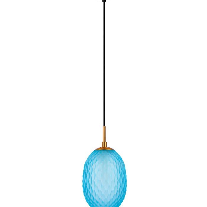 CLA Lighting Kathal Interior Ellipse Glass Segmented with Brass Highlight Enclosed Pendant Light Blue