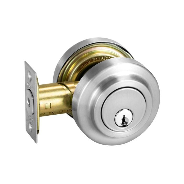 Delf Satin Nickel Low Profile Round Double Cylinder Deadbolt