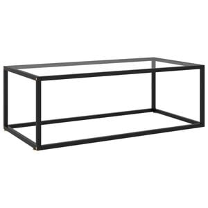 vidaXL Coffee Table Black with Tempered Glass 100x50x35cm Accent Couch Table