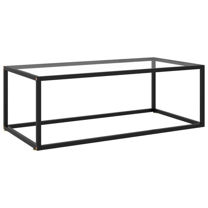 vidaXL Coffee Table Black with Tempered Glass 100x50x35cm Accent Couch Table