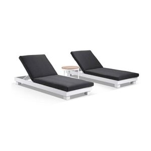 Santorini Sun Lounge Set - With Round Table White - Denim Grey