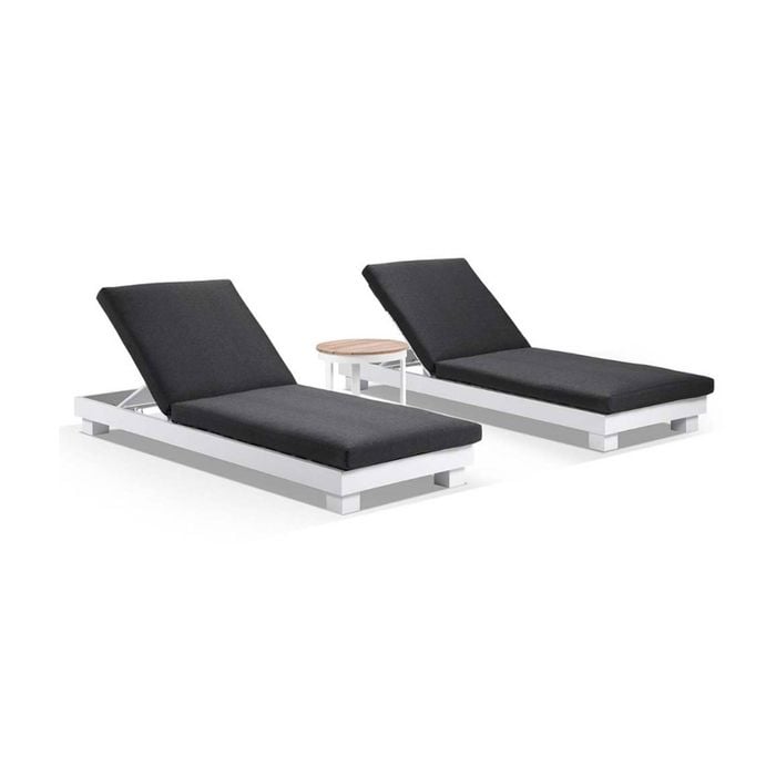 Santorini Sun Lounge Set - With Round Table White - Denim Grey