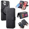 For iPhone 16 Detachable Wallet Case Flip Leather Magsafe Magnetic Cover (Black)