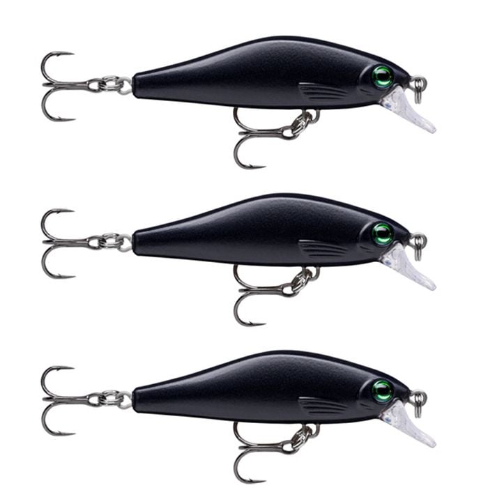 3x Rapala 5cm Shadow Rap Fast Sink Jerkbait/Twitchbait Fish Lures - Matte Black