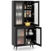 Costway 179cm Kitchen Pantry Cabinet Storage Cupboard Adjustable Sideboard Black