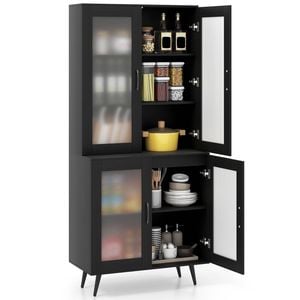 Costway 179cm Kitchen Pantry Cabinet Storage Cupboard Adjustable Sideboard Black