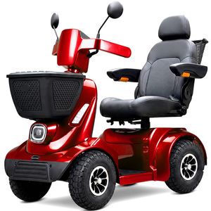 Equipmed Comfortcruise Large Mobility Scooter, 15km/h Top Speed, Up To 45km Range, Strong Climbing, 180kg Capacity, Red