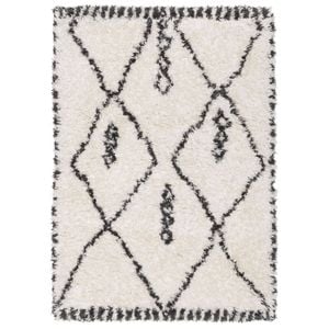 Loopsie-230cm X 160cm-alcara Cream And Black Diamond Shag Rug