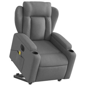 vidaXL Electric Stand up Massage Recliner Chair Armchair Dark Grey Fabric
