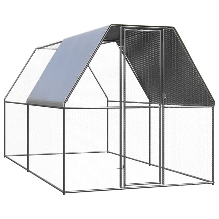 vidaXL Outdoor Chicken Cage 2x4x2 m Galvanised Steel Animal Hen House Chicken Coop