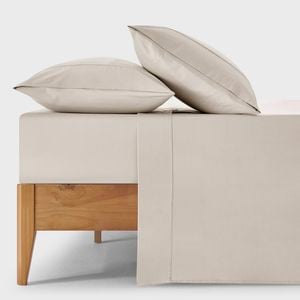 Dreamaker 400TC Premium Cotton Sateen Sheet Set Oatmeal King Bed