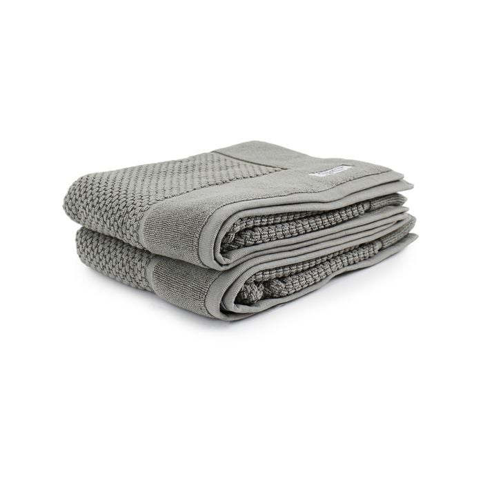 2pc Onkaparinga 60x90cm Avalon Bath Mat 850GSM Warm Silver