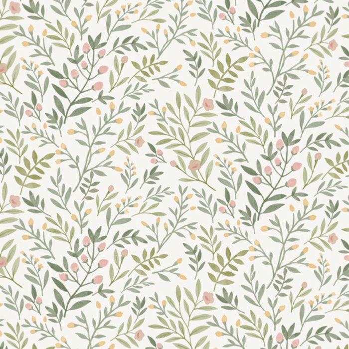 Grandeco 53cm x 10.05m Soft Green Floral Wallpaper