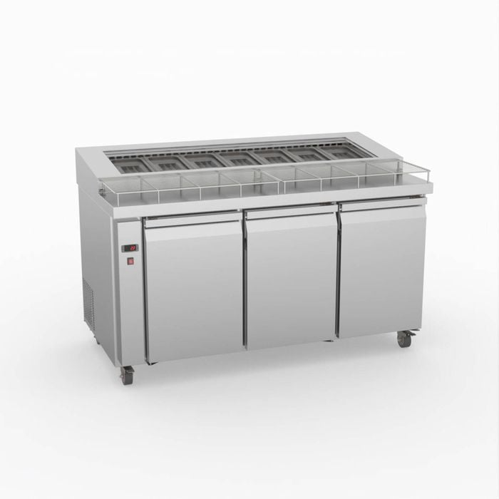 Thermaster Three Door Deluxe Pizza Prep Bench  - Pizza Prep Fridges (pwb150)